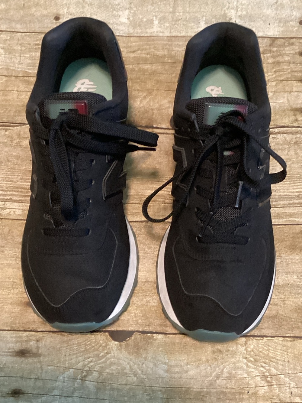 New Balance Black Sneakers with Teal Accents
